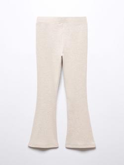 Mango Kids' Rib Flared Knitted Leggings - view 2, Pastel Brown