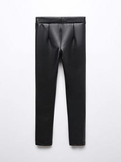 Mango Kids' Rocker Faux Leather Leggings, Black - view 2, Black