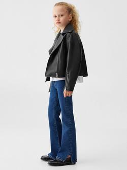 Mango Kids' Galia Faux Leather Jacket, Black - view 2, Black