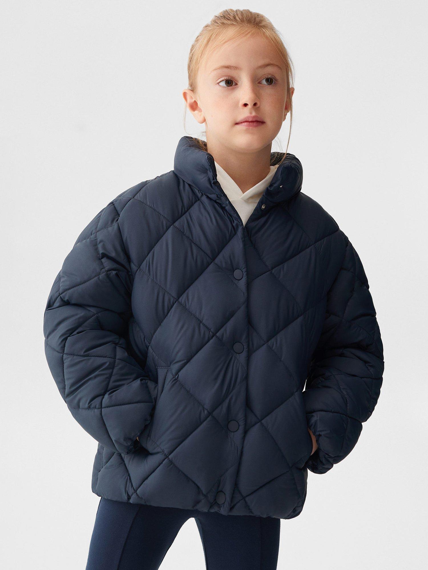 Mango Kids' France Quilted Jacket, Navy