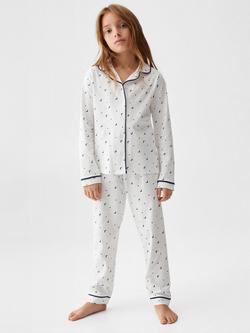 Mango Kids' Luna Moon & Star Print Pyjama Set, Natural White - view 2, Natural White