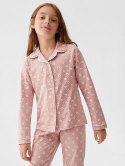 Mango Kids' Prado Floral Print Pyjama Set, Pink, Pink