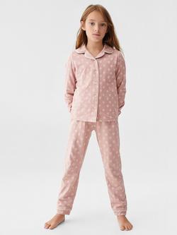 Mango Kids' Prado Floral Print Pyjama Set, Pink - view 2, Pink