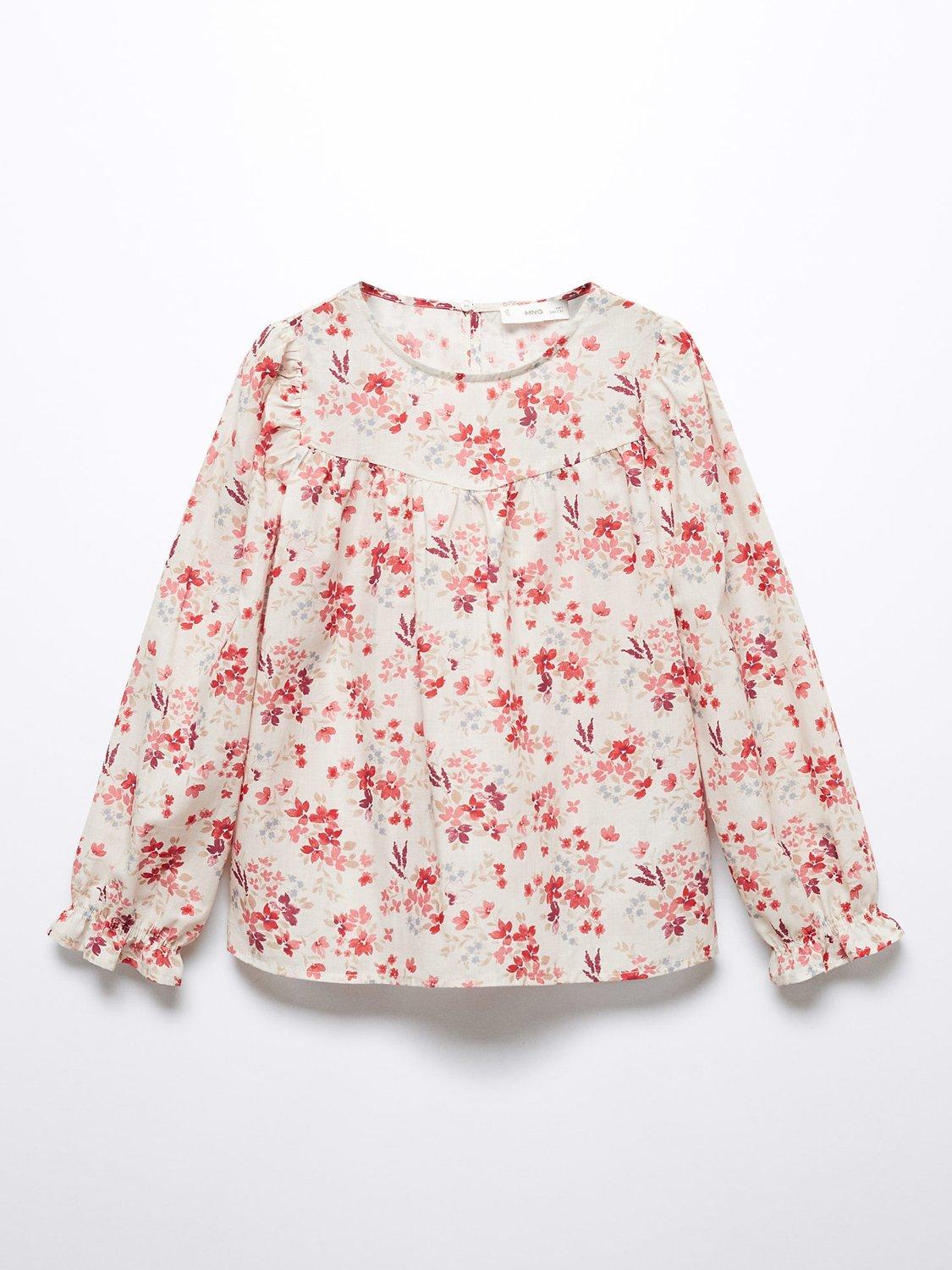 Mango Kids' Floral Print Blouse, Pink