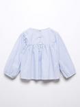 Mango Baby Asia Embroidered Stripe Blouse, Light Pastel Blue