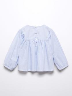 Mango Baby Asia Embroidered Stripe Blouse, Light Pastel Blue - view 2, Light Pastel Blue