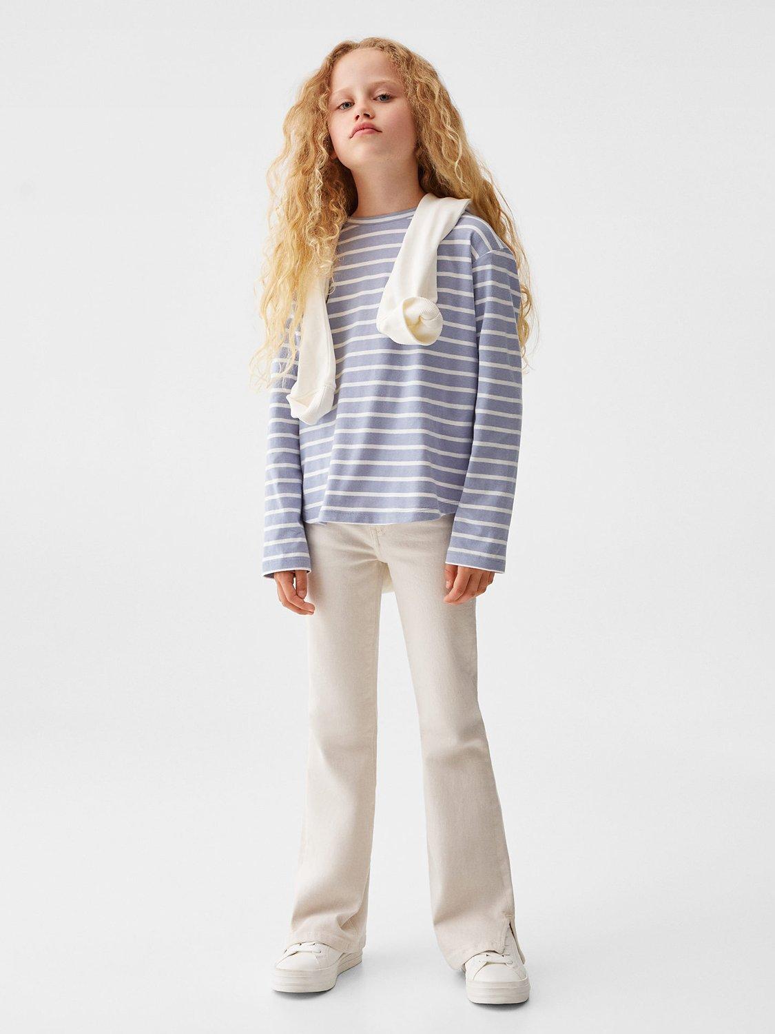 Product image 2 of 2, which shows Mango Kids' Stripe Cotton Long Sleeve T-Shirt, Medium Blue, 13-14 years