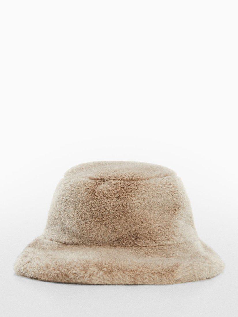 Mango Chessy Faux Fur Hat, Medium Brown