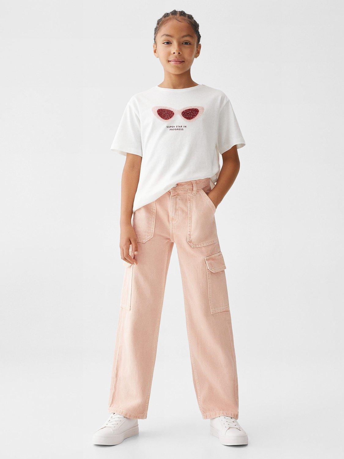 Product image 2 of 6, which shows Mango Kids' Sequin Glasses Short Sleeve T-Shirt, Natural White, 9-10 years