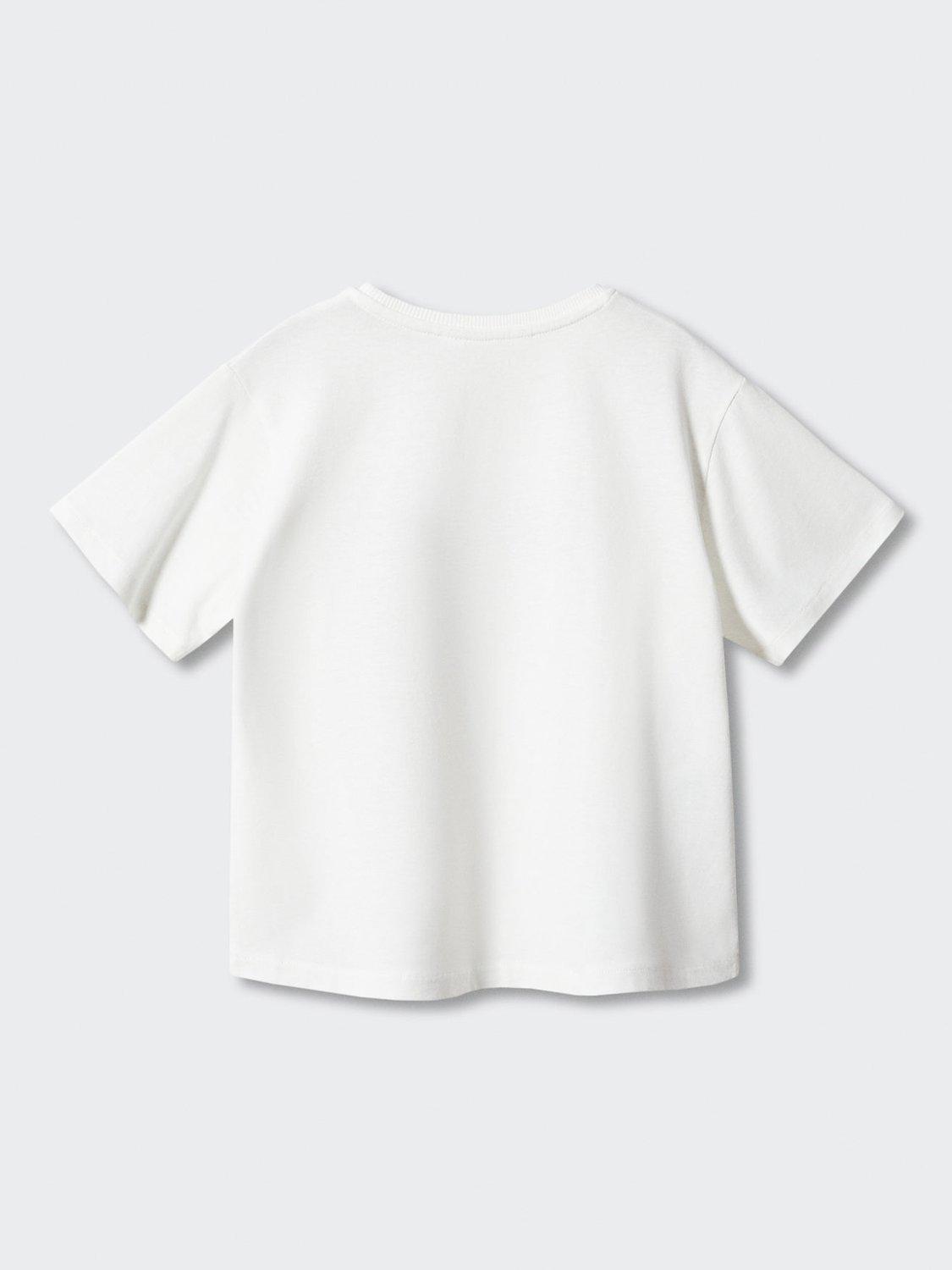 Product image 4 of 6, which shows Mango Kids' Sequin Glasses Short Sleeve T-Shirt, Natural White, 9-10 years