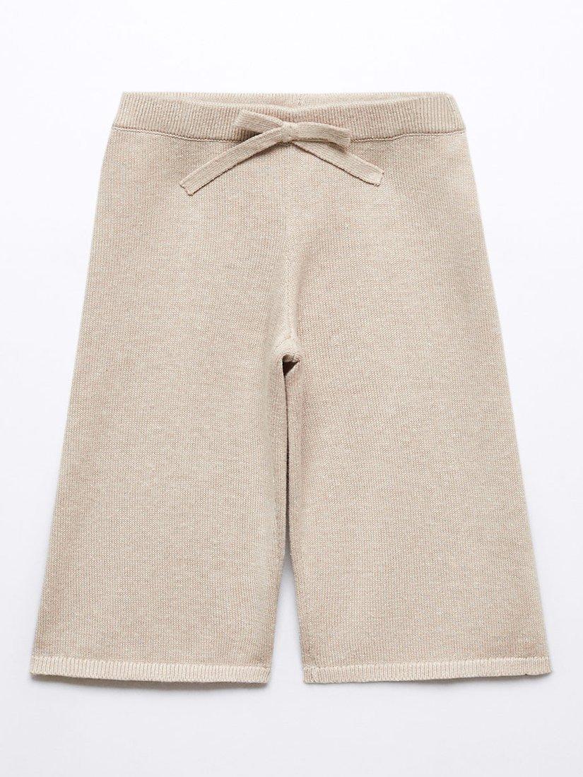 Product image 1 of 4, which shows Mango Baby Jon Cotton Blend Knit Trousers, Light Pastel Brown, 12-18 months