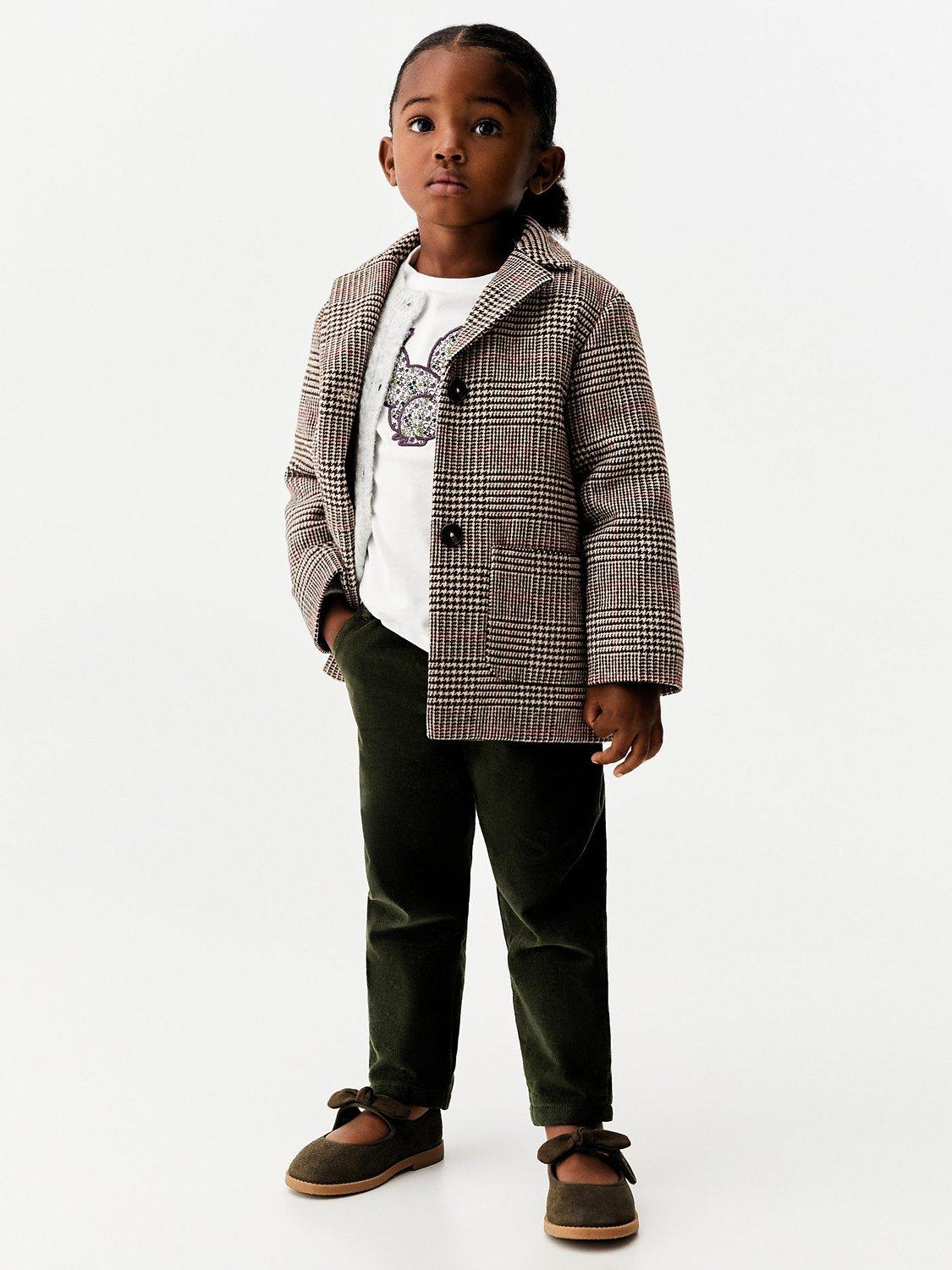 Mango Kids' Candela Cotton Trousers, Medium Green