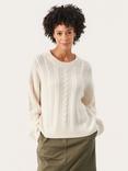 Part Two Florcita Cable Knit Wool Blend Jumper, Whitecap Grey