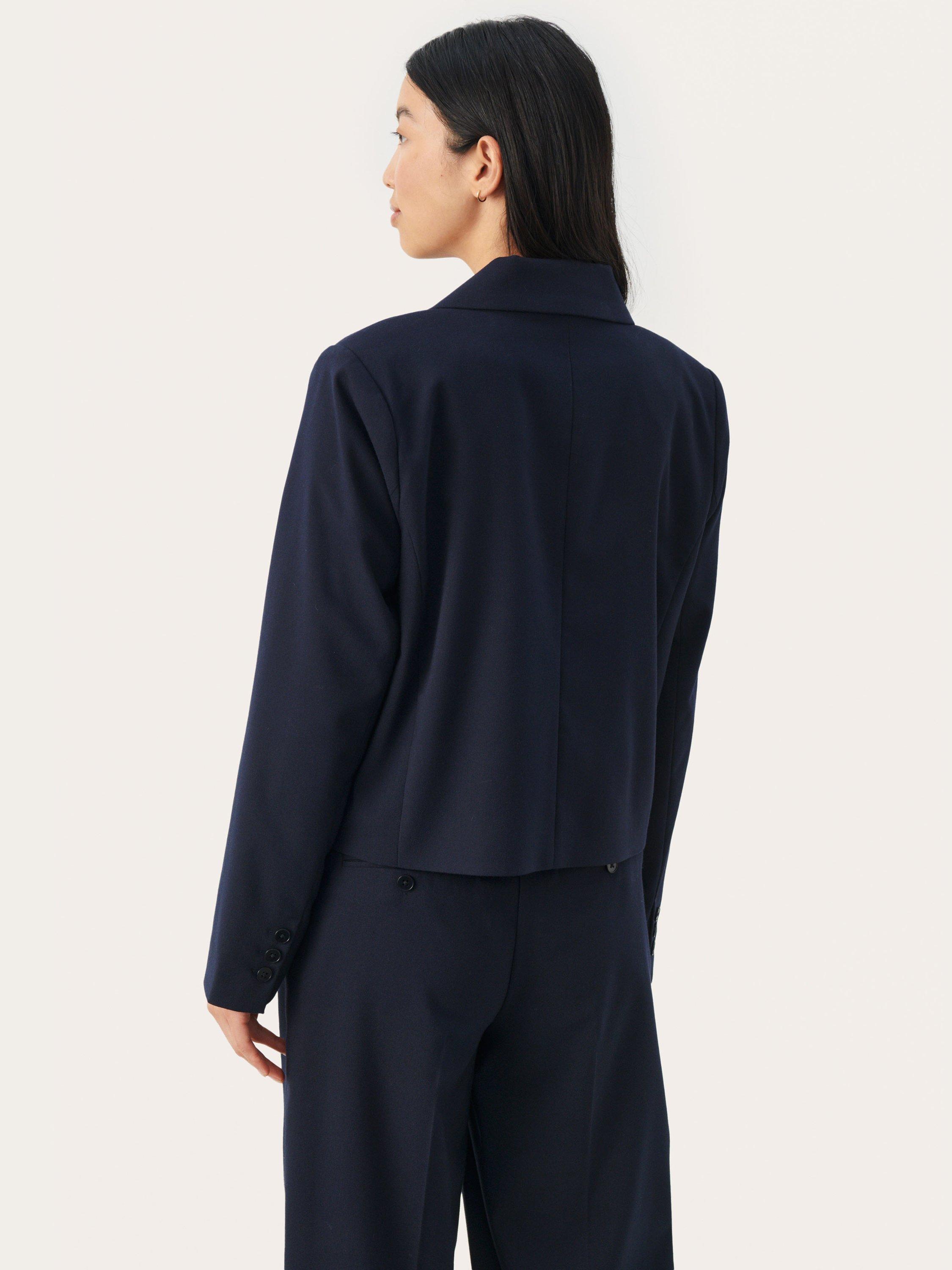 Product image 2 of 6, which shows Part Two Caisha Cropped Blazer, Dark Navy, 10
