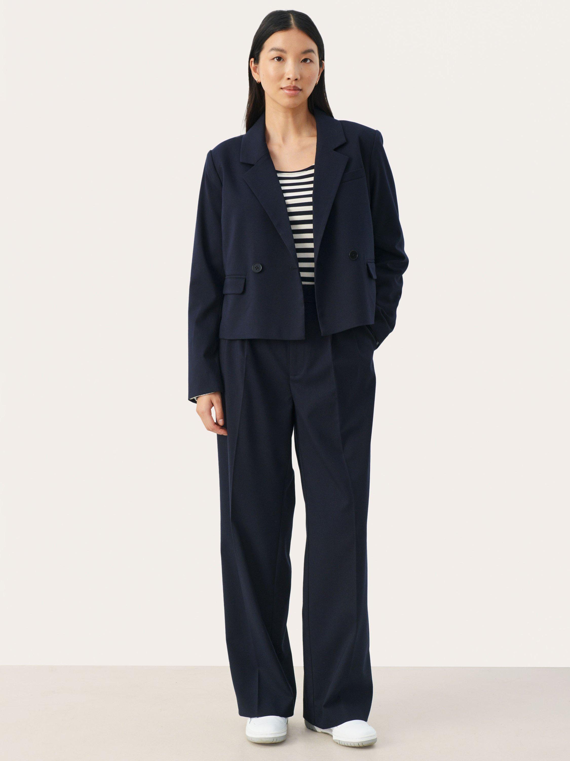 Product image 3 of 6, which shows Part Two Caisha Cropped Blazer, Dark Navy, 10