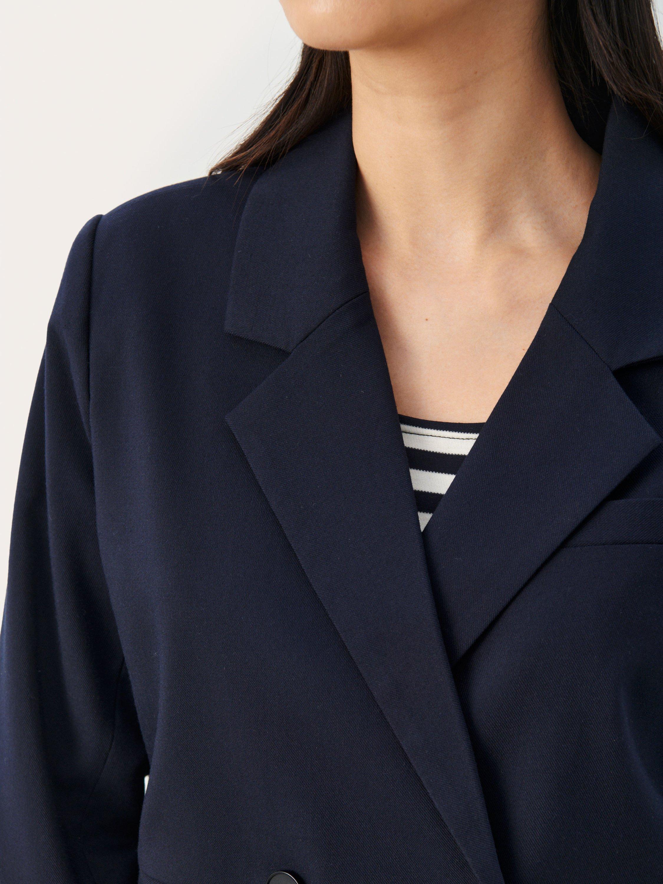 Product image 4 of 6, which shows Part Two Caisha Cropped Blazer, Dark Navy, 10