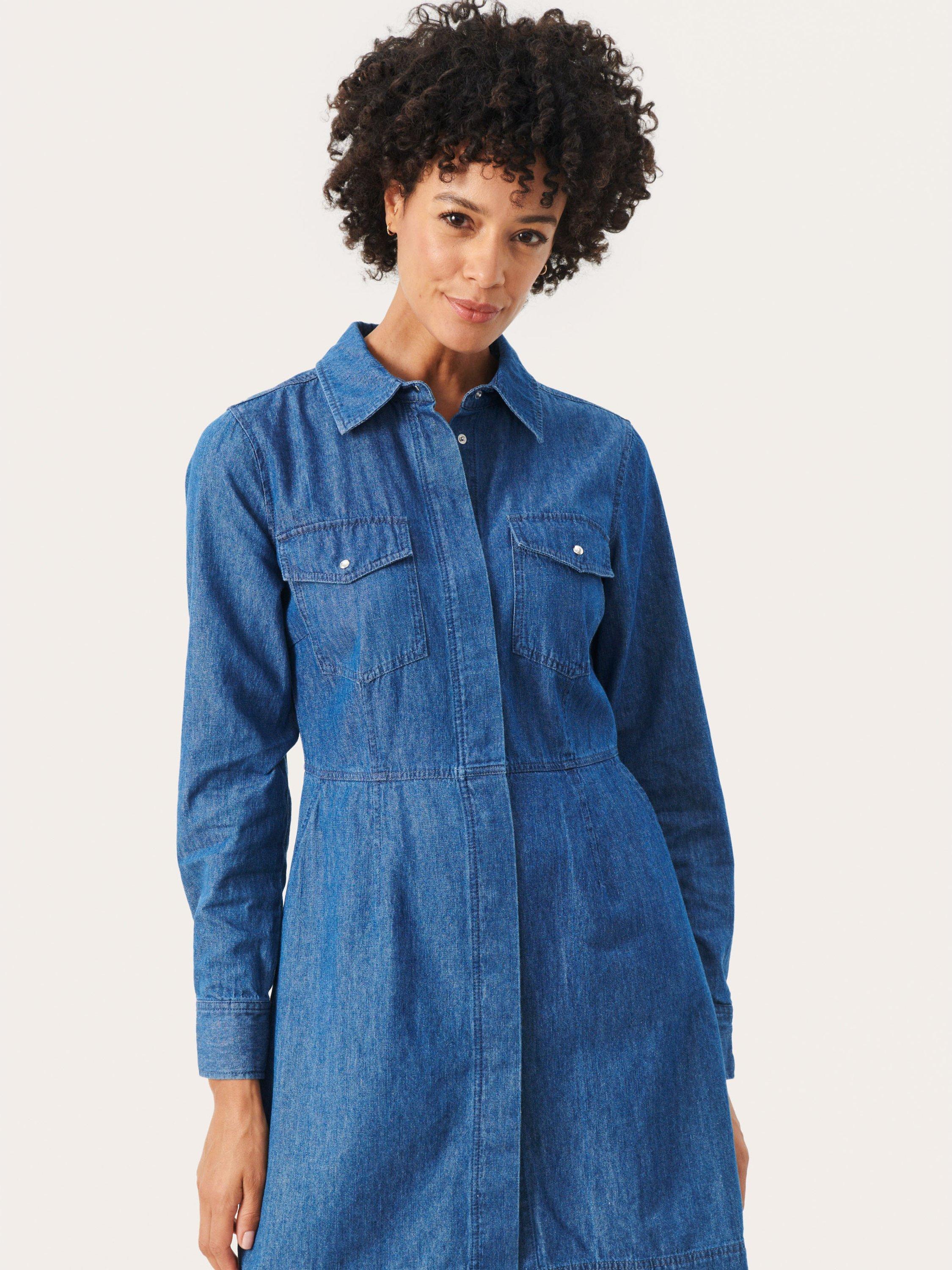 Product image 3 of 6, which shows Part Two Freja Denim Shirt Dress, Medium Blue, 8