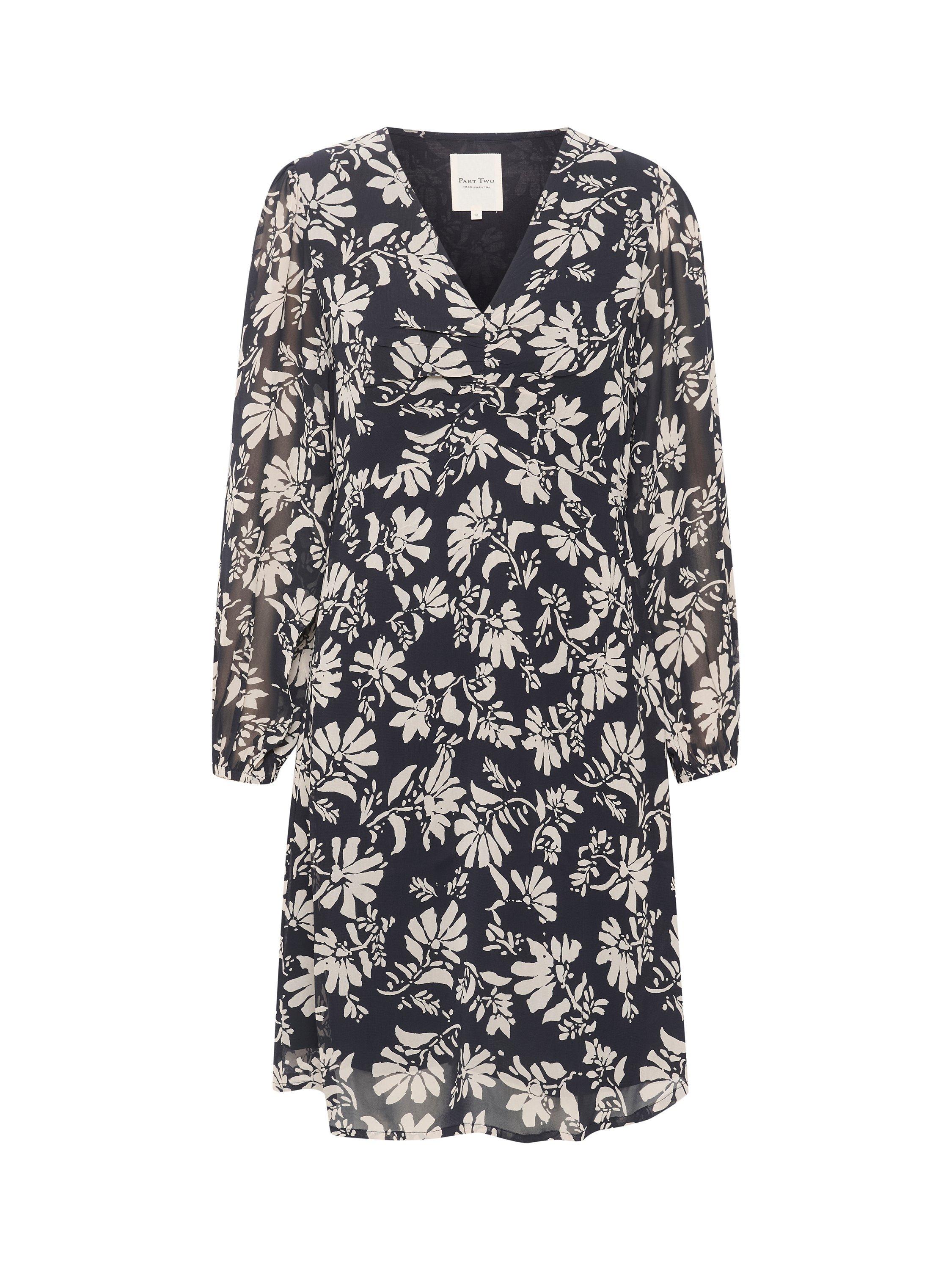 Product image 5 of 6, which shows Part Two Fionia Floral Chiffon Dress, Dark Navy, 10