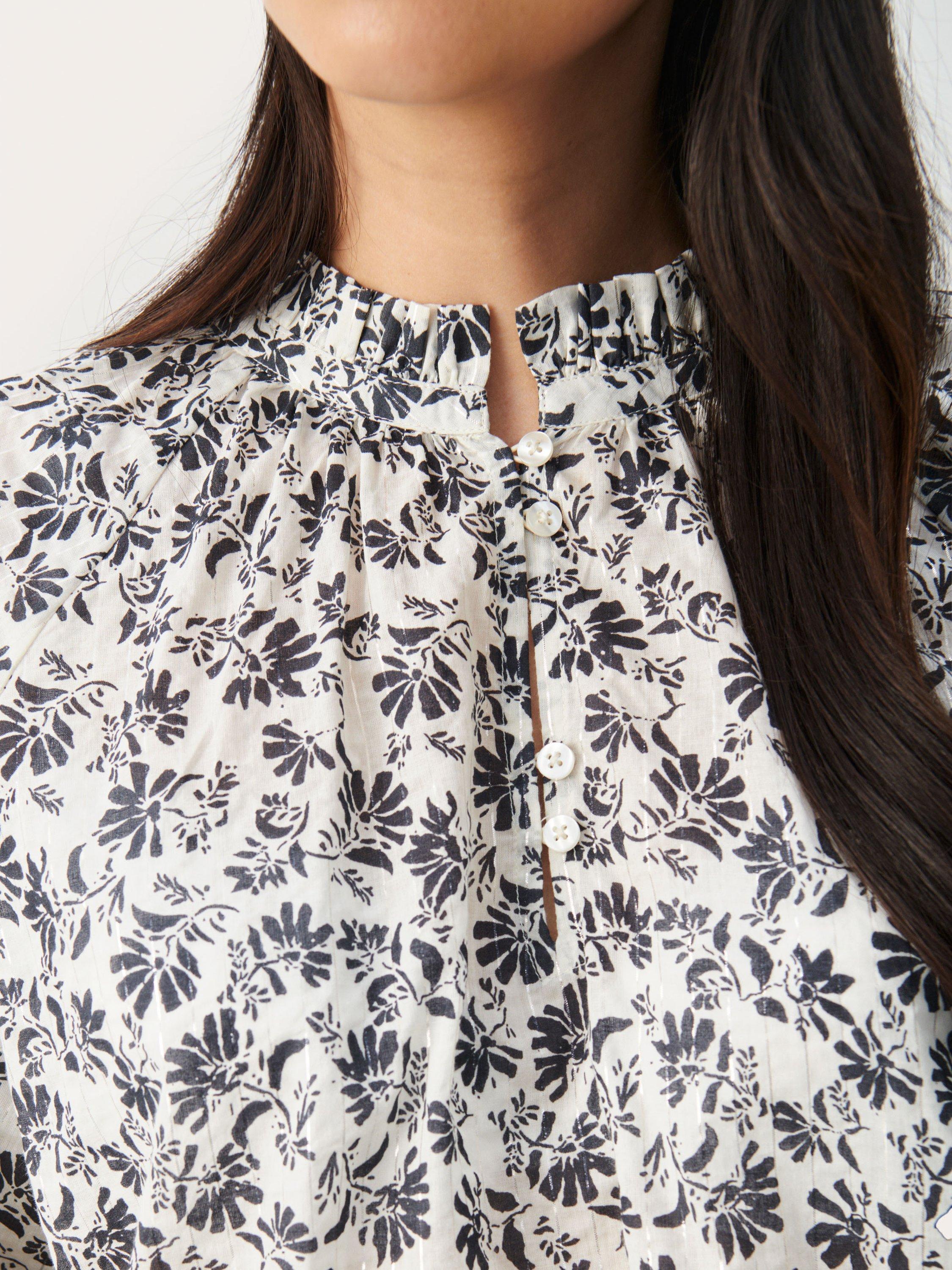Product image 4 of 6, which shows Part Two Florra Organic Cotton Blend Floral Blouse, Dark Navy, 12