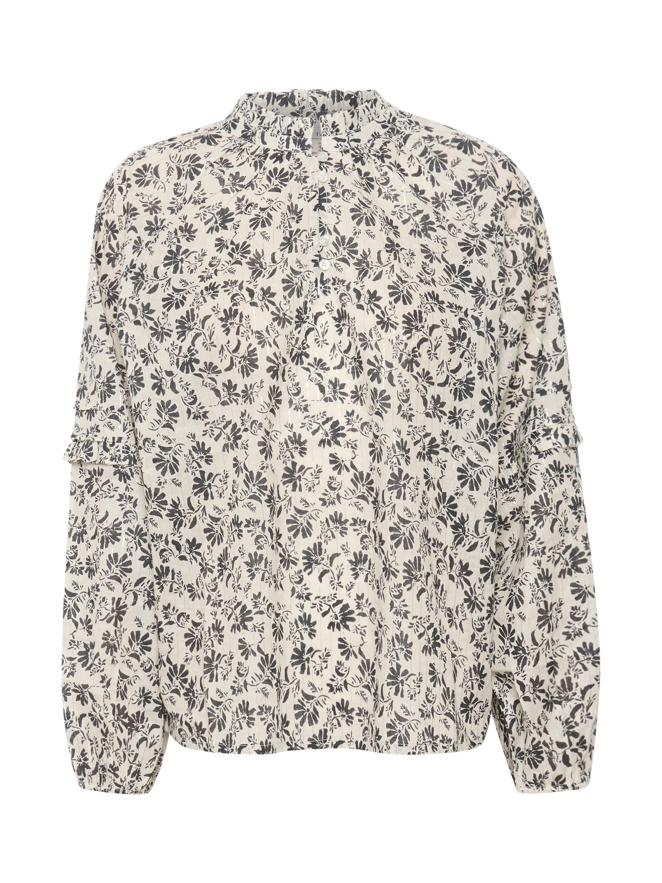 Product image 5 of 6, which shows Part Two Florra Organic Cotton Blend Floral Blouse, Dark Navy, 12