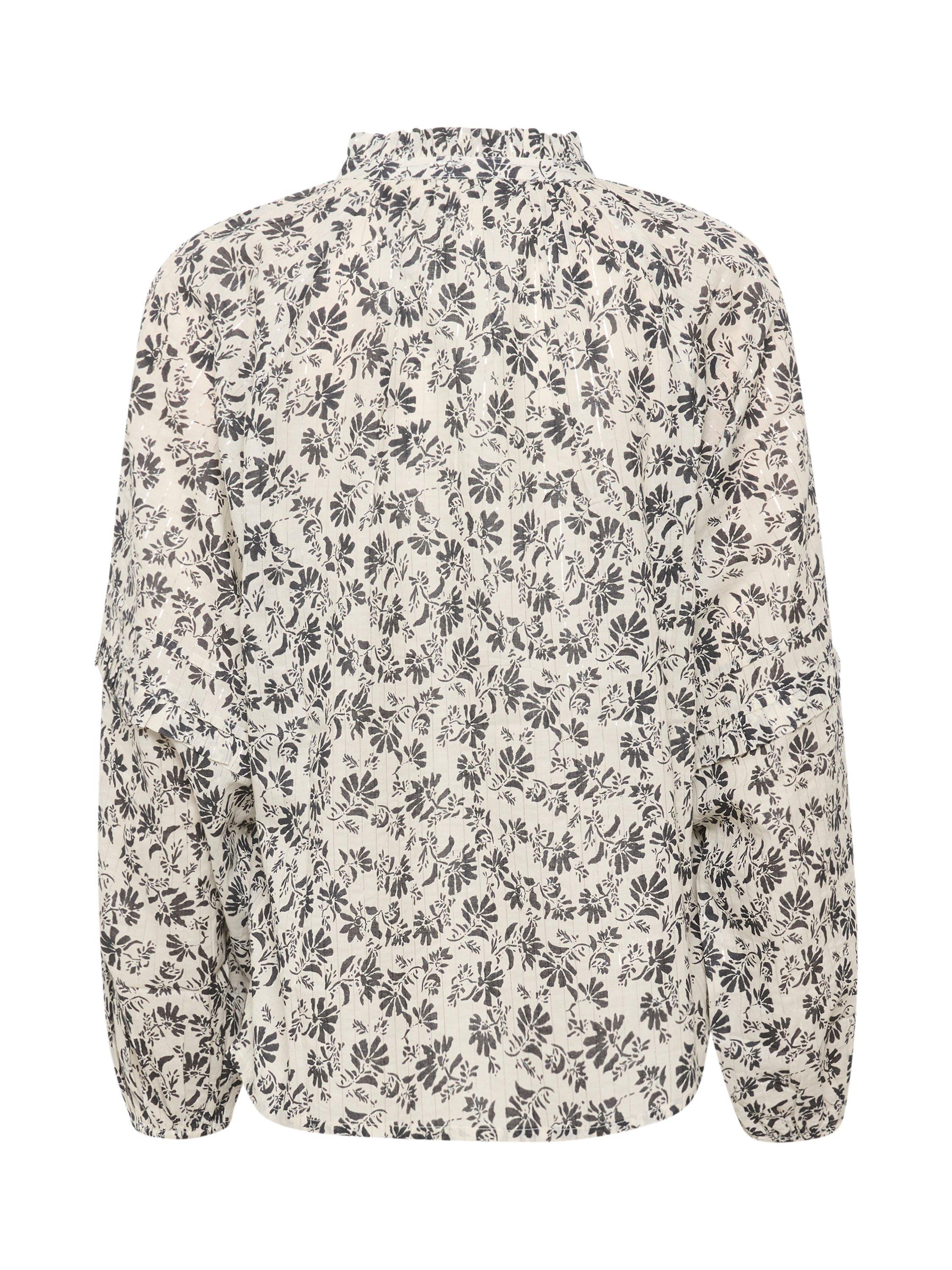 Product image 6 of 6, which shows Part Two Florra Organic Cotton Blend Floral Blouse, Dark Navy, 12
