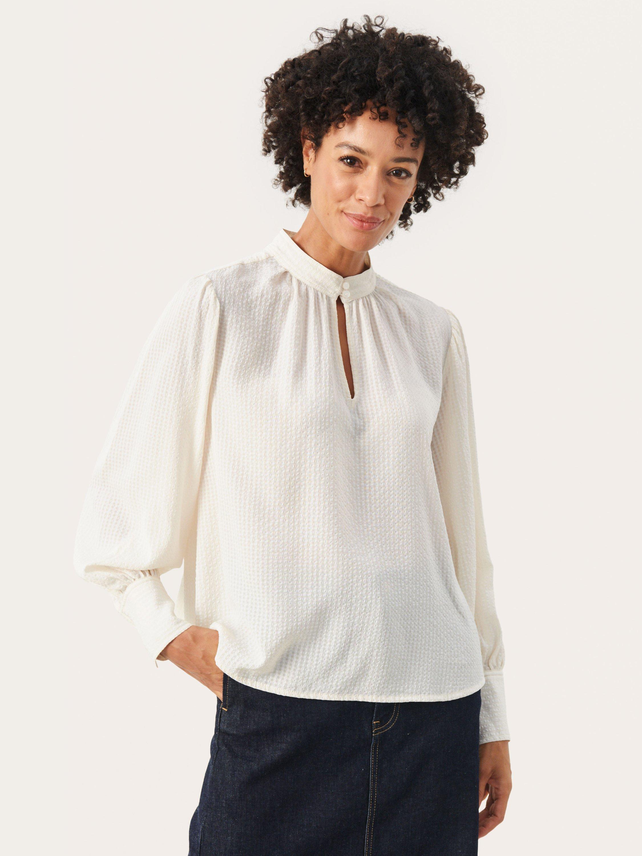 Part Two Fricka Keyhole Blouse, White Alyssum
