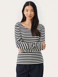 Part Two Fanneys Stripe Jersey Top, Dark Navy