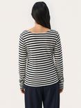 Part Two Fanneys Stripe Jersey Top, Dark Navy