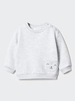 Mango Baby Polly Cat Cartoon Print Sweatshirt, Medium Grey, Medium Grey