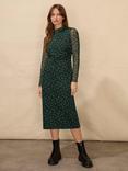 Ro&Zo Green Ditsy Print Mesh Midi Dress, Green/Multi