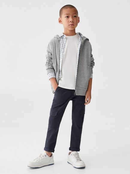 Mango Kids' Washed Cargo Trousers - view 2, Navy