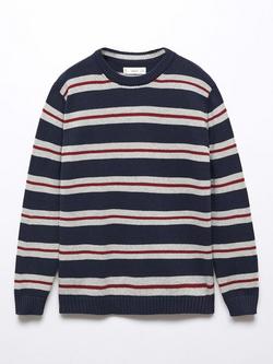 Mango Kids' Arnold Stripe Knit Jumper, Navy, Navy