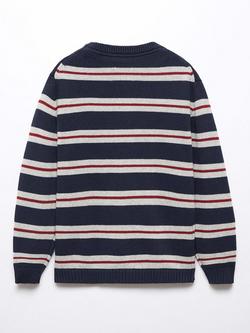 Mango Kids' Arnold Stripe Knit Jumper, Navy - view 2, Navy