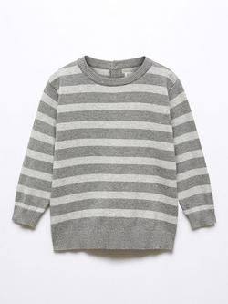 Mango Kids' Wally Stripe Knit Jumper, Grey