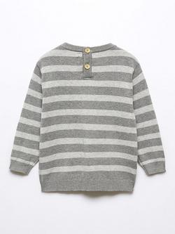 Mango Kids' Wally Stripe Knit Jumper - view 2, Grey