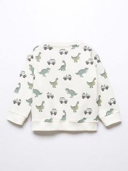 Mango Baby Dino Print Sweatshirt, Natural White - view 2, Natural White