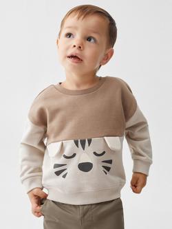Mango Baby Cartoon Animal Sweatshirt, Light Pastel Brown, Light Pastel Brown