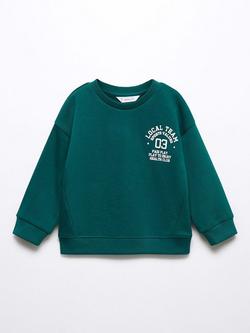 Mango Baby Team Print Sweatshirt, Dark Green, Dark Green