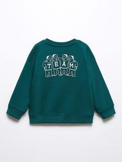 Mango Baby Team Print Sweatshirt, Dark Green - view 2, Dark Green