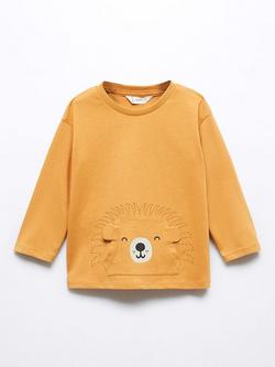 Mango Baby Lion Print Long Sleeve T-Shirt, Medium Yellow, Medium Yellow