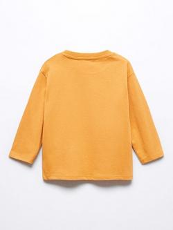 Mango Baby Lion Print Long Sleeve T-Shirt, Medium Yellow - view 2, Medium Yellow