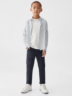 Mango Kids' Miguel Slim Fit Check Shirt, White/Blue - view 2, White/Blue