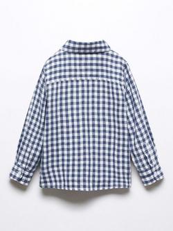 Mango Baby Theo Check Shirt, Light Pastel Blue - view 2, Light Pastel Blue