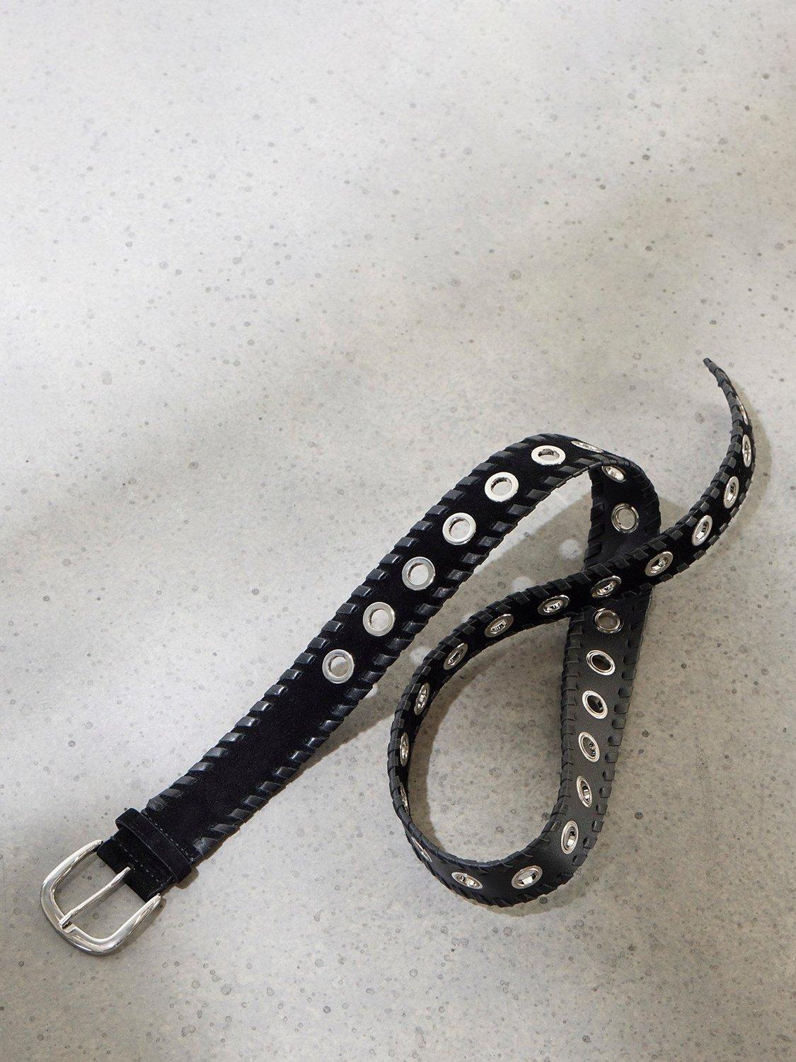 Mint Velvet Suede Eyelet Belt, Black Black