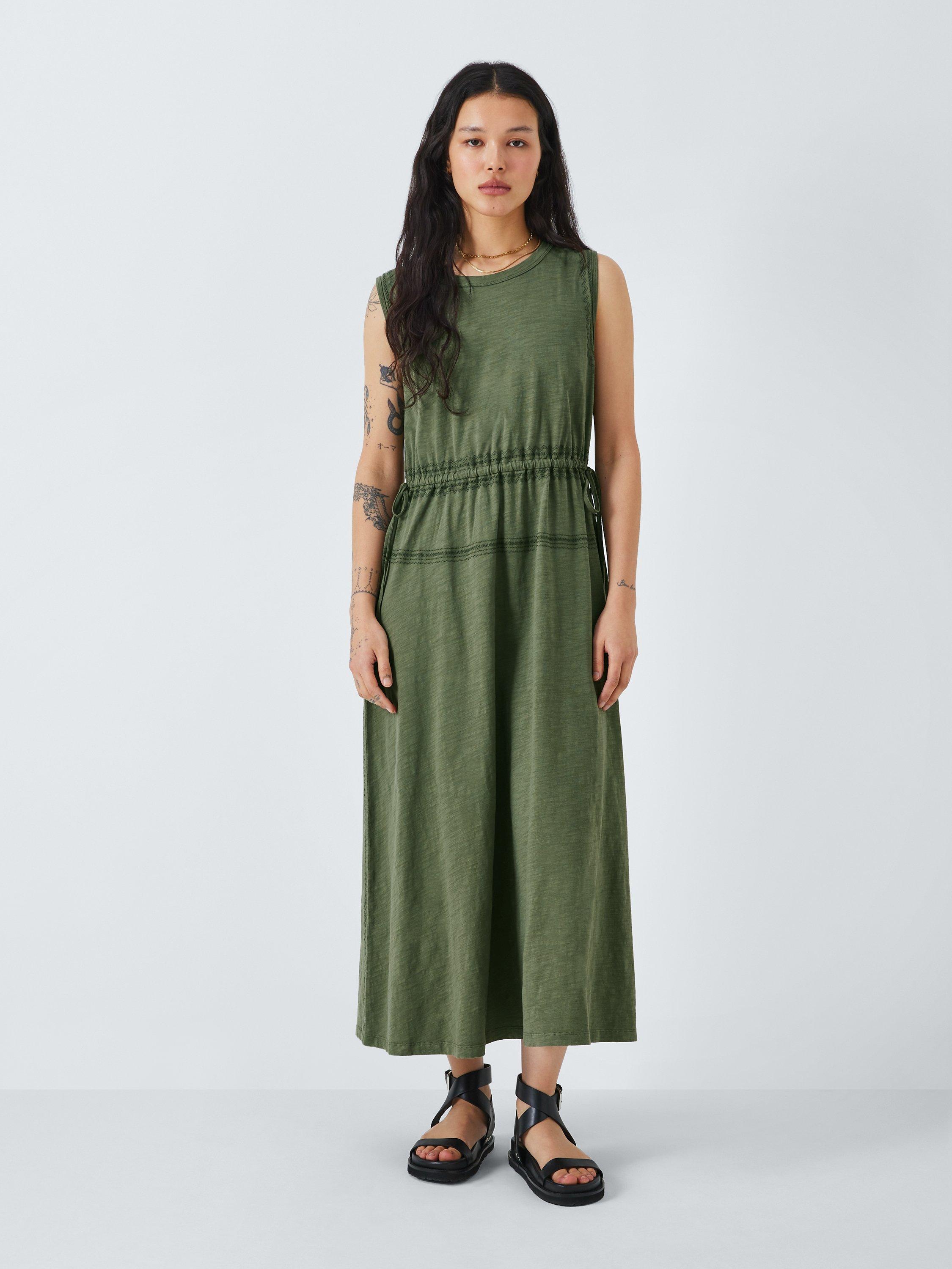AND/OR Stella Embroidered Jersey Dress, Khaki