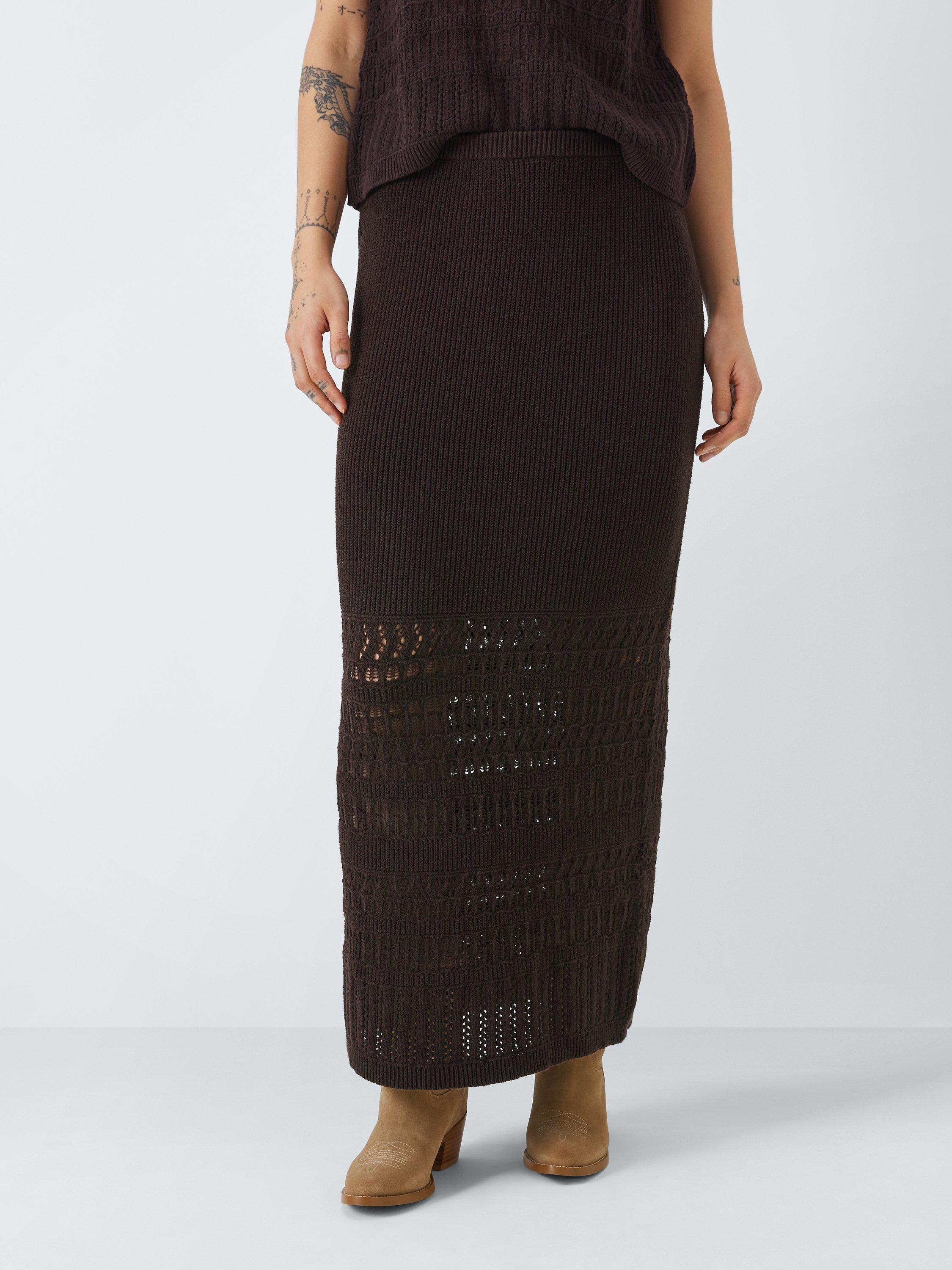 AND/OR Aria Knitted Maxi Skirt, Dark Chocolate