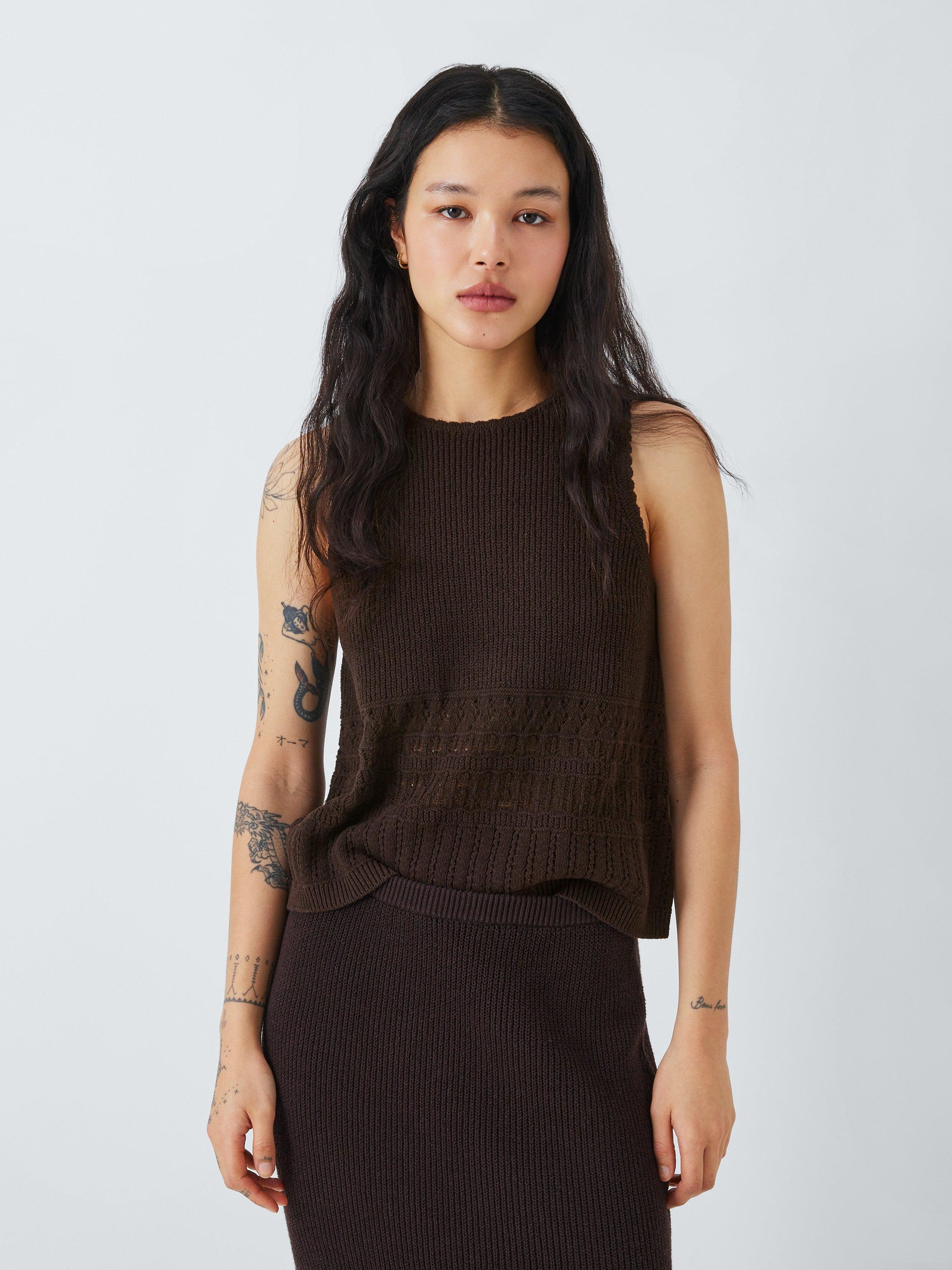 AND/OR Lilly Knit Vest Top, Dark Chocolate