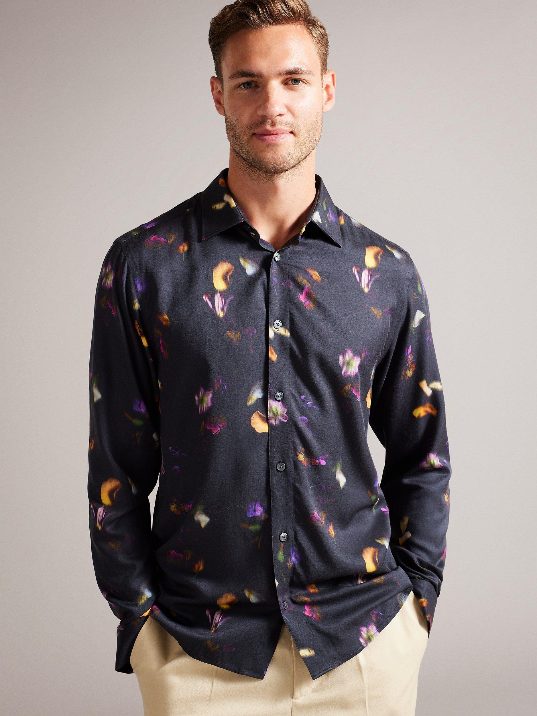 Ted Baker Bari Photographic Floral Shirt, Black