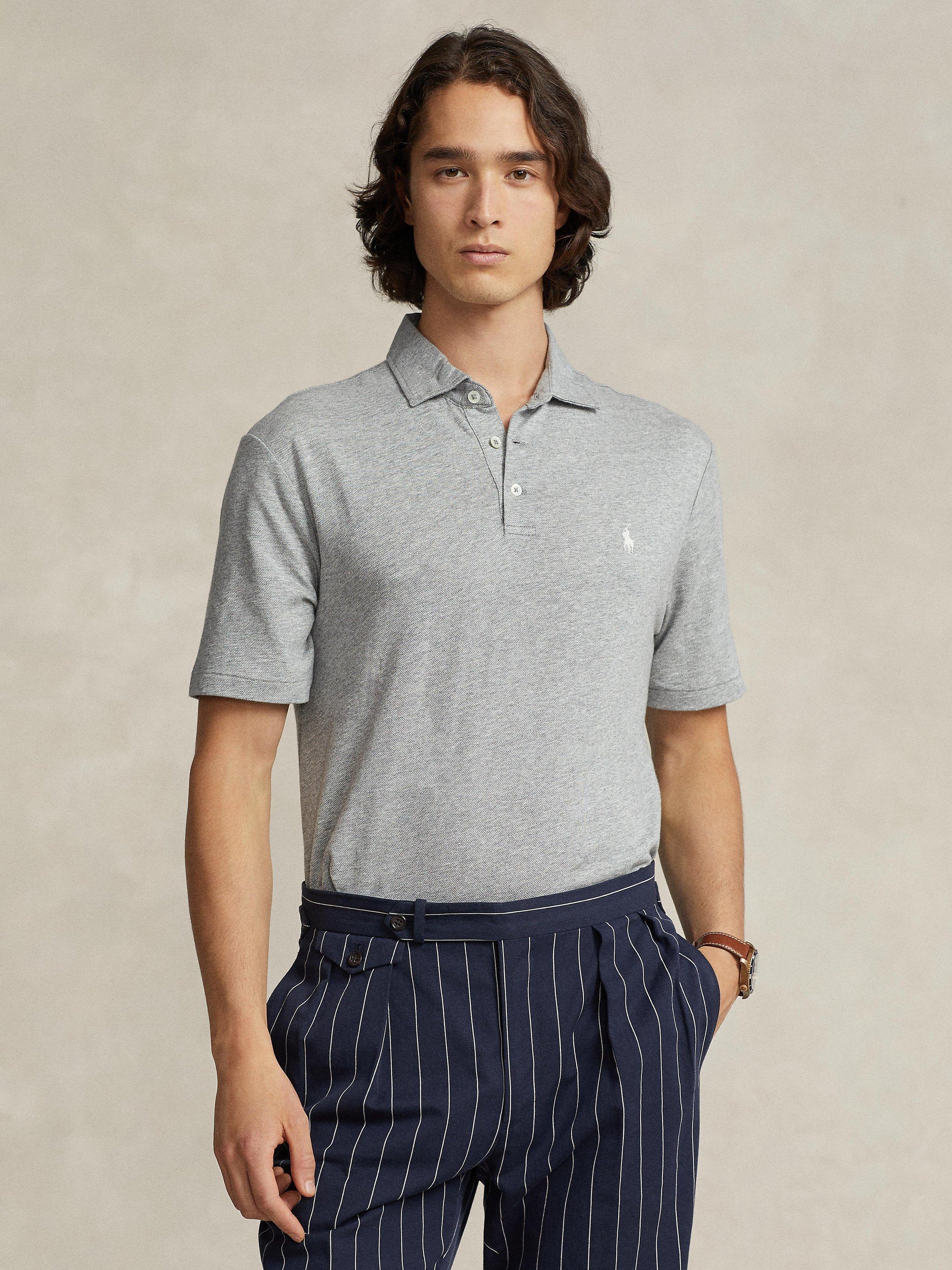 Polo Ralph Lauren Linen Blend Polo Top, Grey, Grey