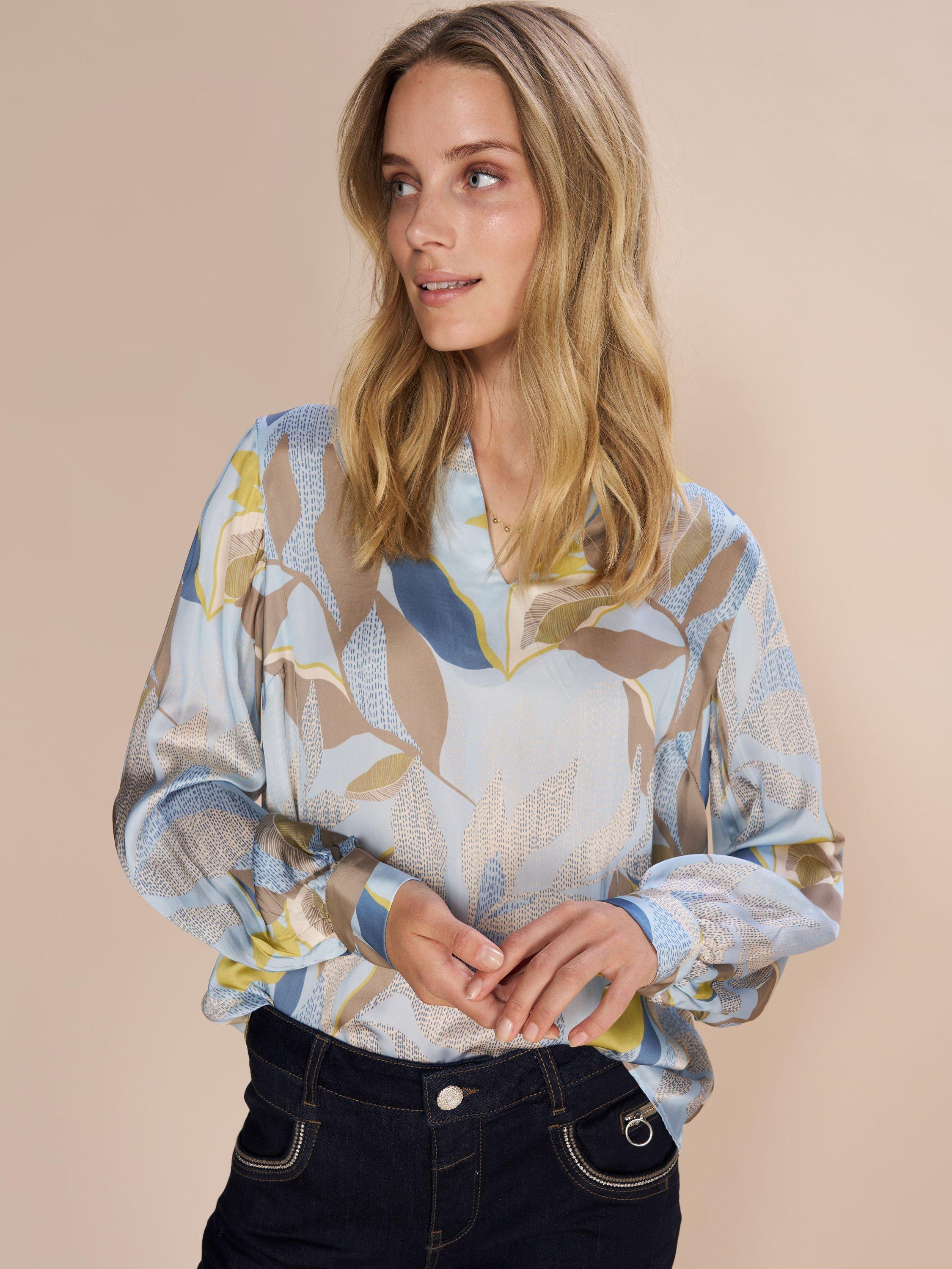 MOS MOSH Rafa Florie Print Blouse, Cashmere Blue